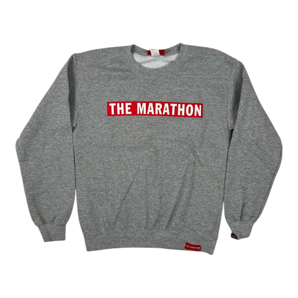 The Marathon Clothing Crewneck Sweatshirt Size Small Gray Red Box Logo Nipsey